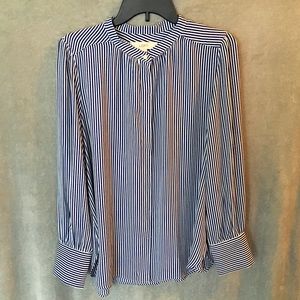 LOFT | Blue Striped Long Sleeved Blouse Size: L